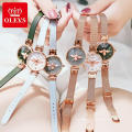 OLEVS брендовые женские водонепроницаемые кварцевые наручные часы, модное платье, розовое золото, красивые часы с бабочкой для леди